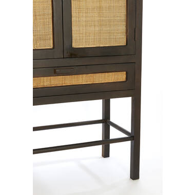 NIPOS Mango Holzschrank mit Schublade 90x45x160 cm dunkelbraun