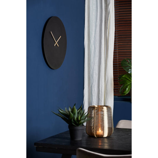 Antike große Wanduhr LICOLA 59 cm Metall, matt schwarze Zeiger