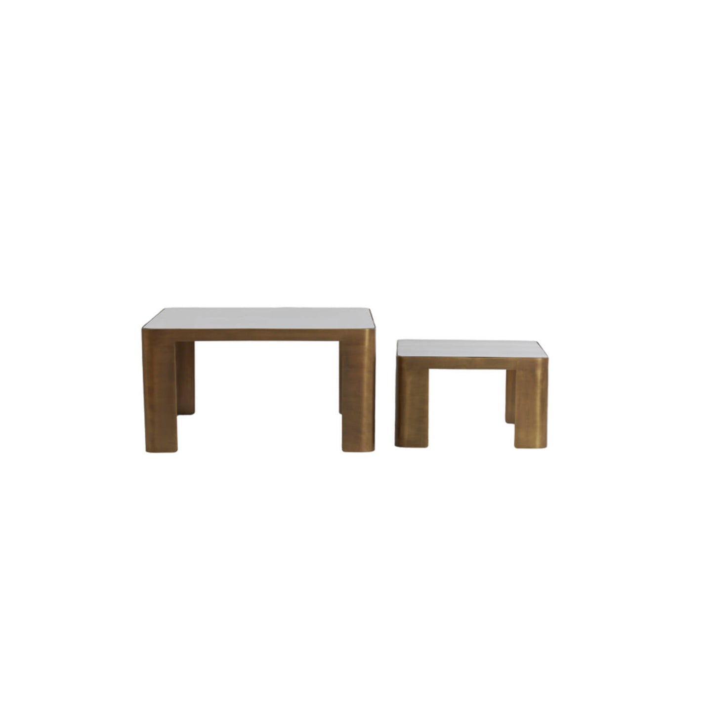 2-teiliges Couchtisch-Set Rauchglas Antik-Bronze 75x75 und 50x50 cm