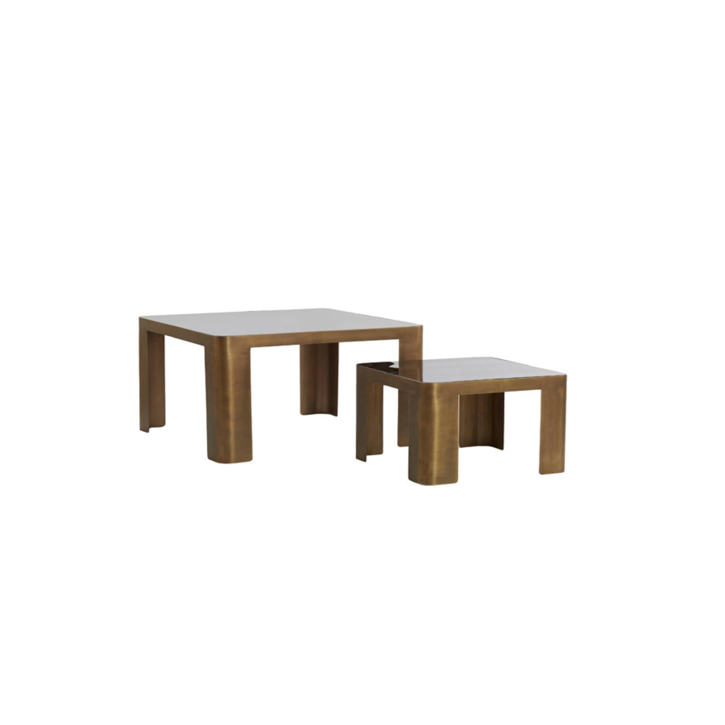2-teiliges Couchtisch-Set Rauchglas Antik-Bronze 75x75 und 50x50 cm