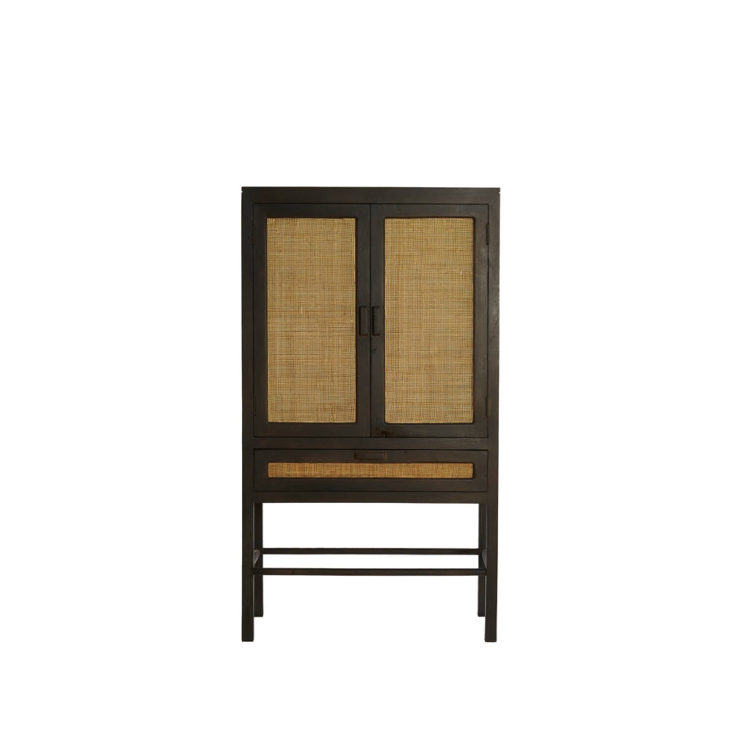 NIPOS Mango Holzschrank mit Schublade 90x45x160 cm dunkelbraun