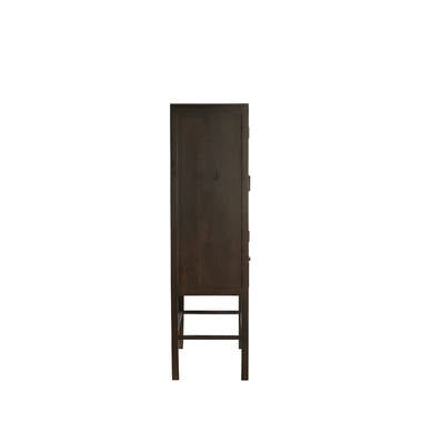 NIPOS Mango Holzschrank mit Schublade 90x45x160 cm dunkelbraun