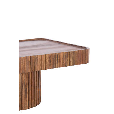 KIOTO Akazienholz Couchtisch 120x70x42 cm Braun, geriffelte Kante, robust