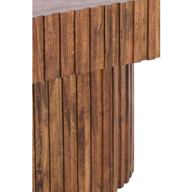 KIOTO Akazienholz Couchtisch 120x70x42 cm Braun, geriffelte Kante, robust