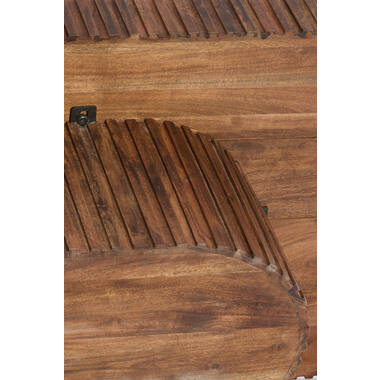 KIOTO Akazienholz Couchtisch 120x70x42 cm Braun, geriffelte Kante, robust