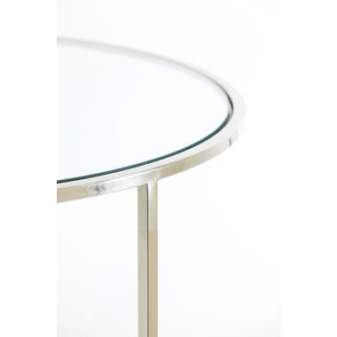 DUARTE Couchtisch-Set 2er Nickelrahmen mit Glasplatten Ø65/Ø75 cm