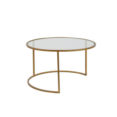 DUARTE Couchtisch-Set S/2 Ø65x39 und Ø75x44 cm Glas Gold