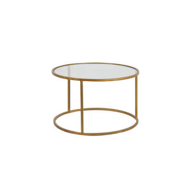 DUARTE Couchtisch-Set S/2 Ø65x39 und Ø75x44 cm Glas Gold