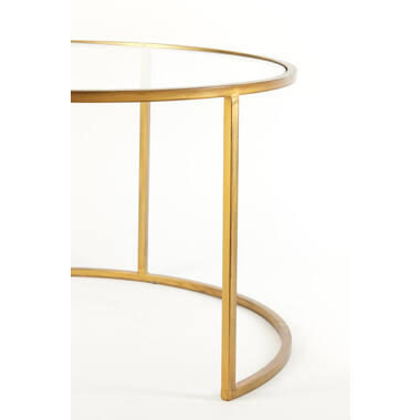 DUARTE Couchtisch-Set S/2 Ø65x39 und Ø75x44 cm Glas Gold