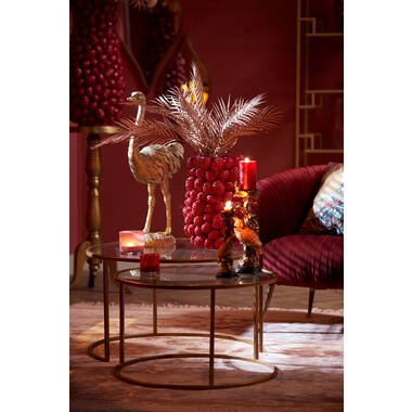 DUARTE Couchtisch-Set S/2 Ø65x39 und Ø75x44 cm Glas Gold