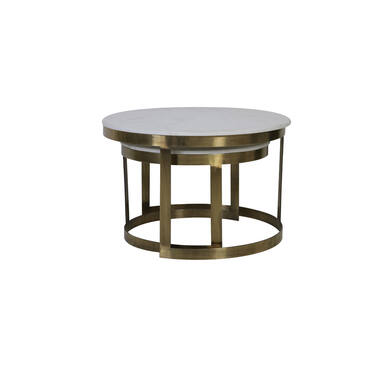 Perlato Marmor Couchtisch-Set S/2, runde Sofatisch-Tische antikbronze elegant modern