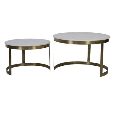 Perlato Marmor Couchtisch-Set S/2, runde Sofatisch-Tische antikbronze elegant modern