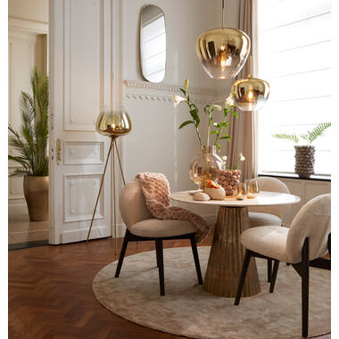 LEYDA Esstisch Ø100 cm Marmor Weiß Tischplatte Antik-Bronze Fuß