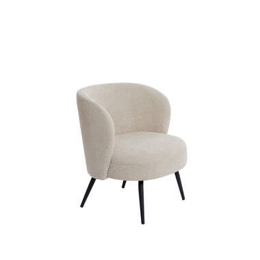 Komfortsessel DIEYDA Bouclé beige mit schwarzem Metallgestell modern gemütlich