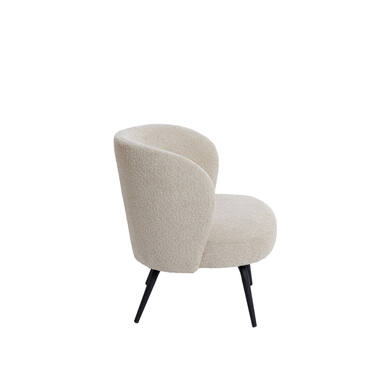 Komfortsessel DIEYDA Bouclé beige mit schwarzem Metallgestell modern gemütlich
