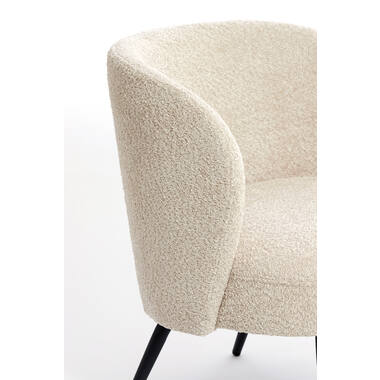 Komfortsessel DIEYDA Bouclé beige mit schwarzem Metallgestell modern gemütlich