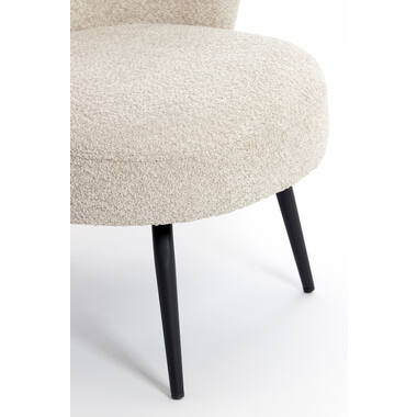 Komfortsessel DIEYDA Bouclé beige mit schwarzem Metallgestell modern gemütlich
