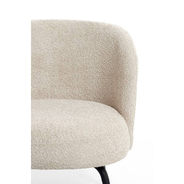 Komfortsessel DIEYDA Bouclé beige mit schwarzem Metallgestell modern gemütlich