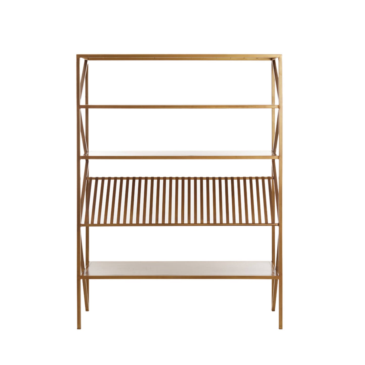 EZRA Standregal 120x40x160 cm Antik-Bronze Metall-Holz Regal funktional