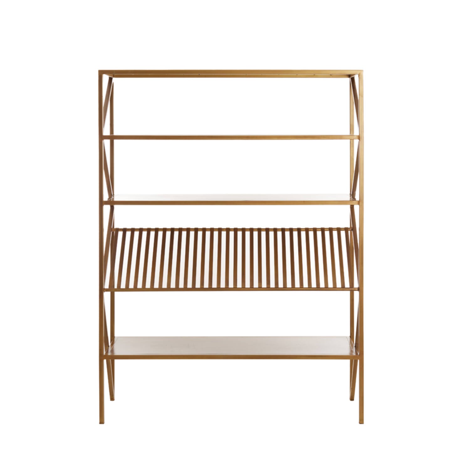 EZRA Standregal 120x40x160 cm Antik-Bronze Metall-Holz Regal funktional