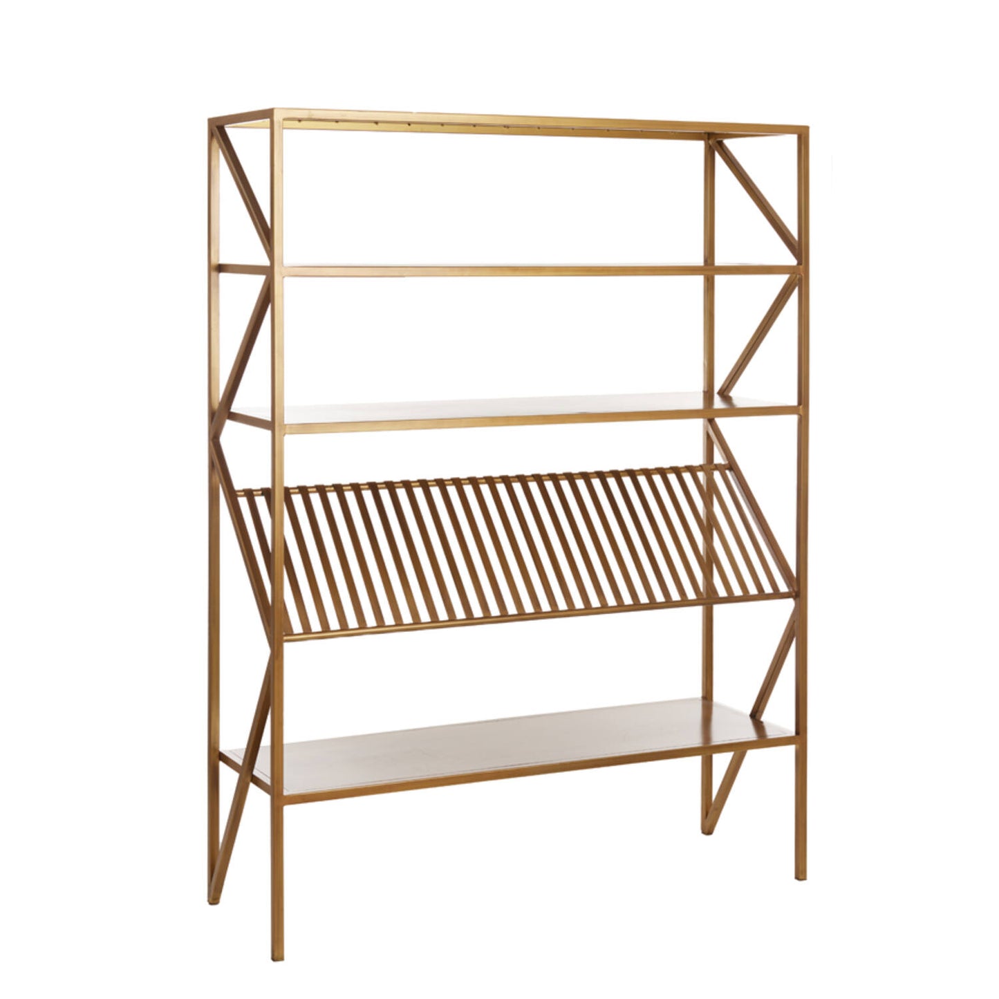 EZRA Standregal 120x40x160 cm Antik-Bronze Metall-Holz Regal funktional