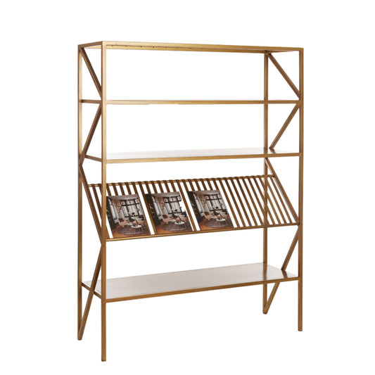 EZRA Standregal 120x40x160 cm Antik-Bronze Metall-Holz Regal funktional