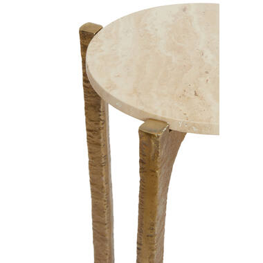 KANAE Set Couchtische Ø65/Ø76 cm Travert Sand mit Bronzebeinen