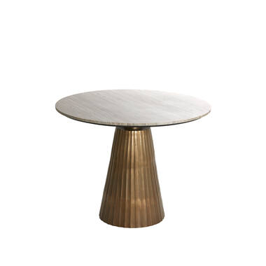 Runder Esstisch RIANNE 100x75 cm Marmorplatte Taupe Bronze