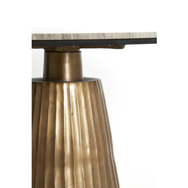 Runder Esstisch RIANNE 100x75 cm Marmorplatte Taupe Bronze