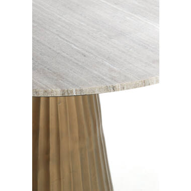 Runder Esstisch RIANNE 100x75 cm Marmorplatte Taupe Bronze