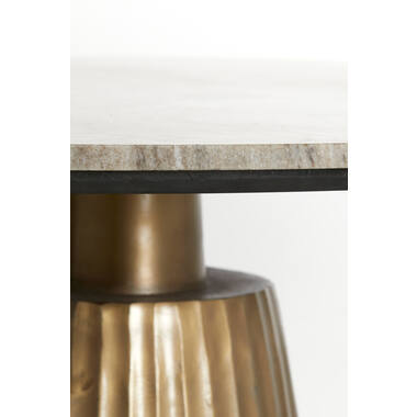 Runder Esstisch RIANNE 100x75 cm Marmorplatte Taupe Bronze