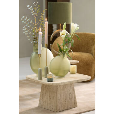 Moderner KEPAMI Couchtisch Travertin Sand 60x60x36 cm Massiv Minimalistisch