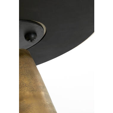 Runder Esstisch YNEZ Ø120 cm Travertin Sand mit Bronzefuß