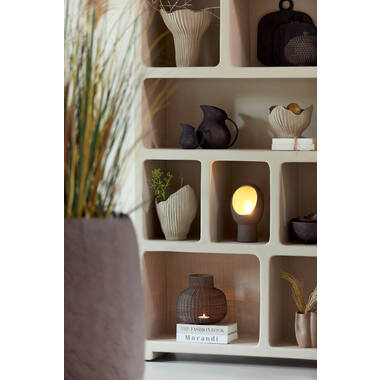 NAHUA Schrank 110×35×190 cm Beige mit offenen Fächern