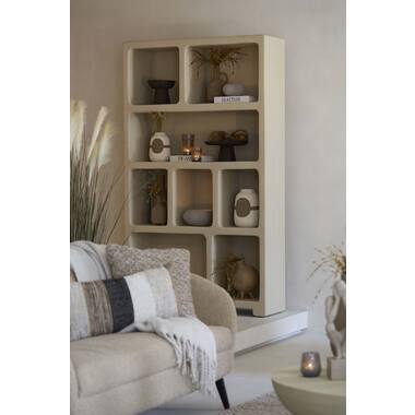 NAHUA Schrank 110×35×190 cm Beige mit offenen Fächern