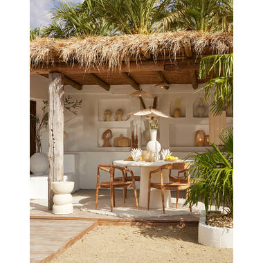 Runder Esstisch KULONA Ø140 cm Creme, Massivholz-Optik, 76 cm Höhe