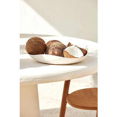 Runder Esstisch KULONA Ø140 cm Creme, Massivholz-Optik, 76 cm Höhe