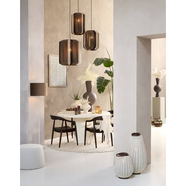 Runder Esstisch KULONA Ø140 cm Creme, Massivholz-Optik, 76 cm Höhe